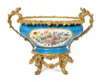 A Gilt Bronze Mounted Sèvres Style Porcelain Center Bowl
