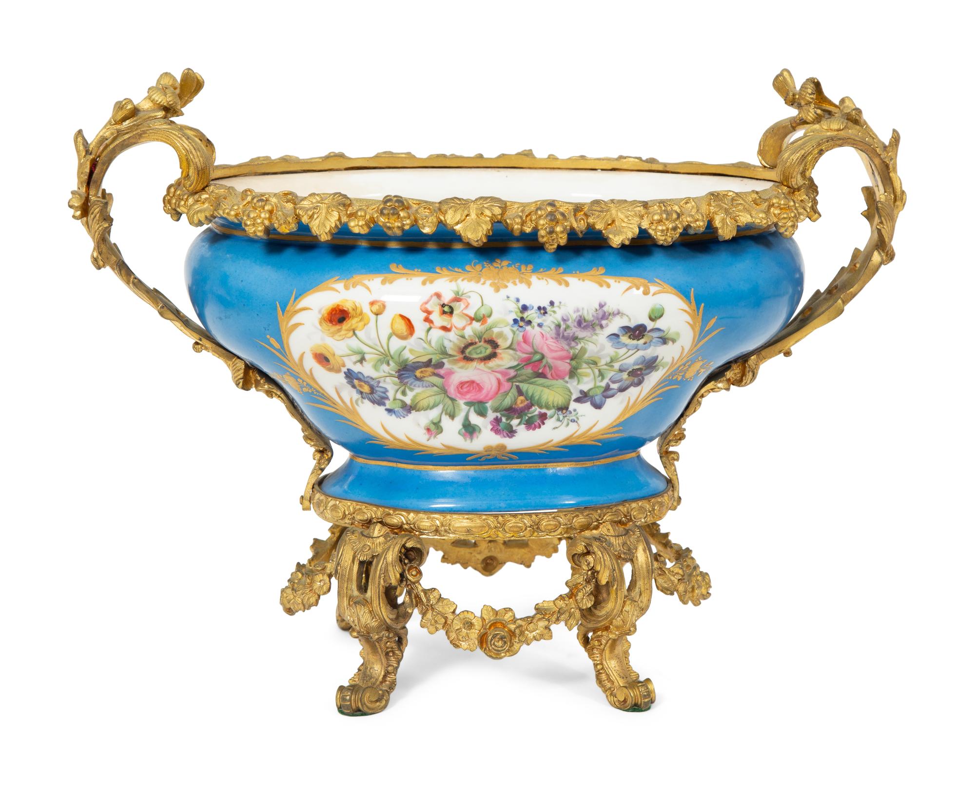 A Gilt Bronze Mounted Sèvres Style Porcelain Center Bowl