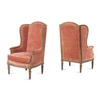 A Pair of Louis XVI Style Painted Bergères à Oreilles