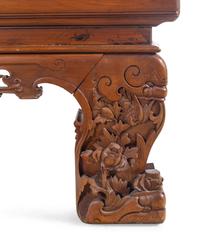 A Chinese Carved Cypress Daybed