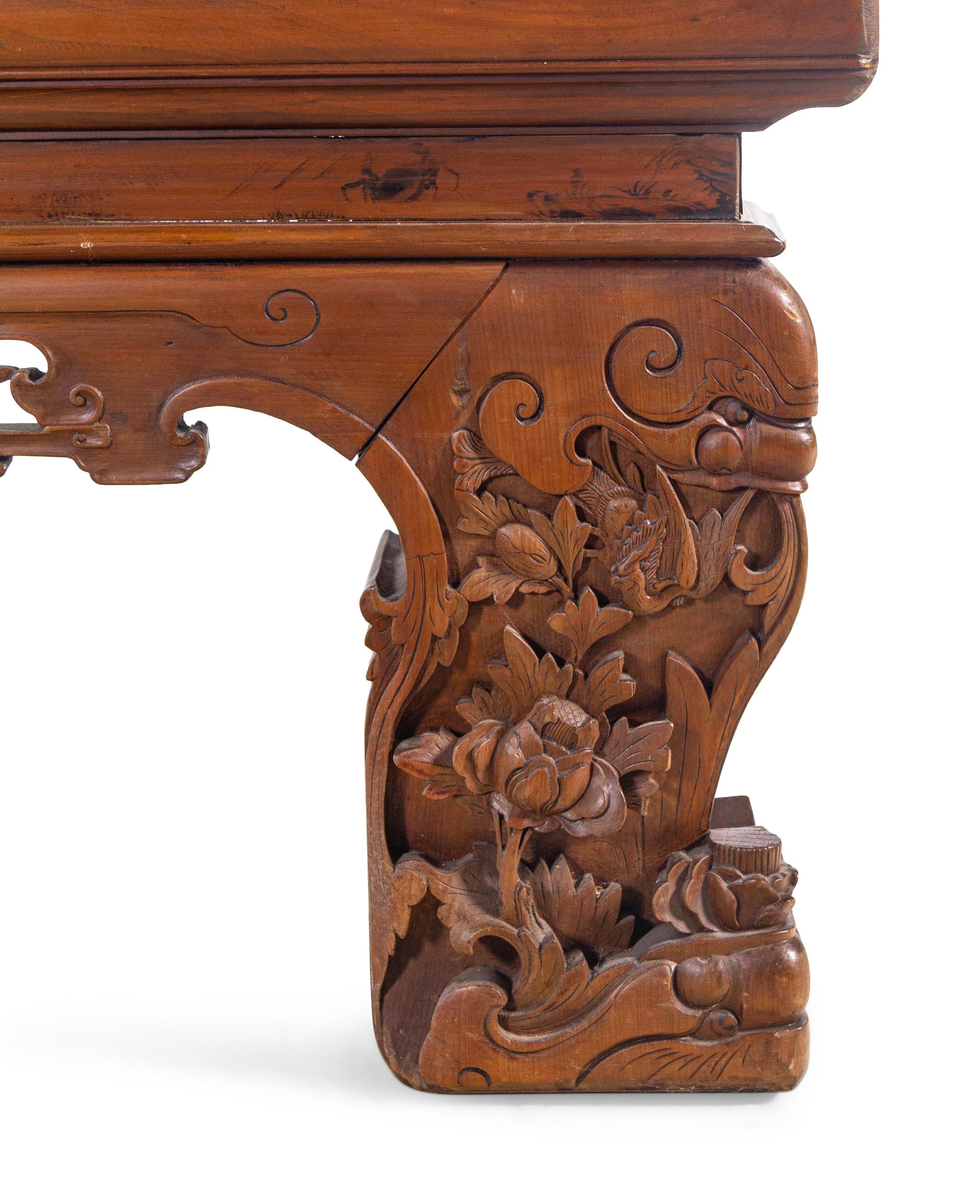 A Chinese Carved Cypress Daybed