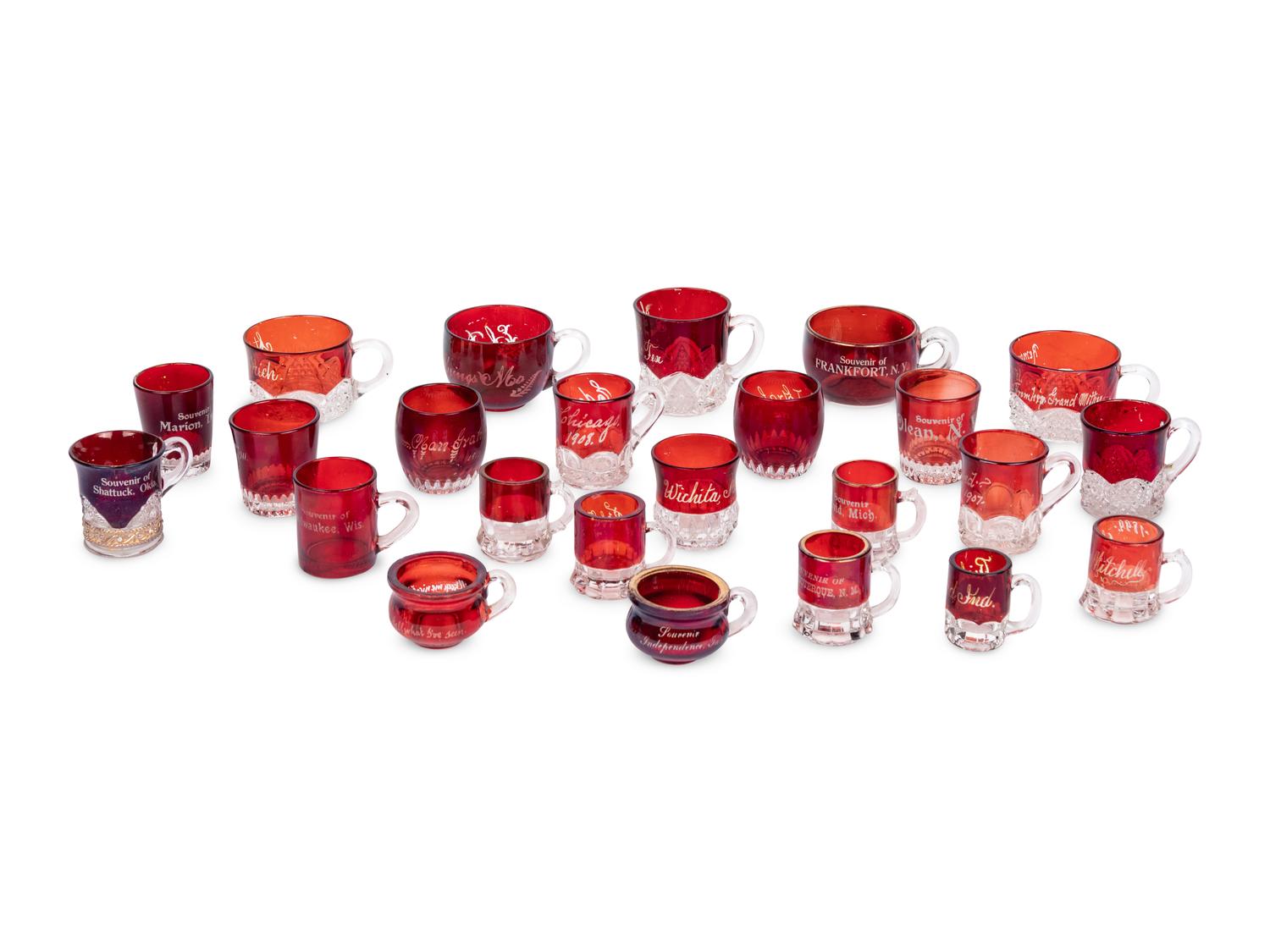 A Collection of Twenty-Four American Pressed Glass Mugs and Beakers