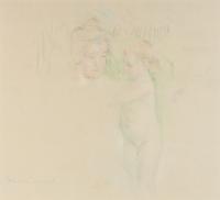 Nude Baby Standing Beside Mother, c. 1898-1899