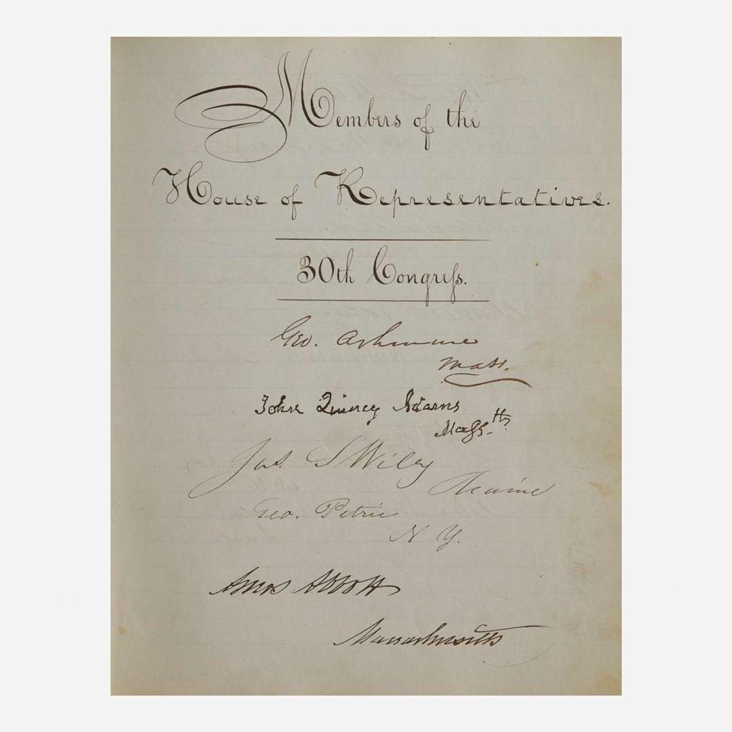 [Presidential] Lincoln, Abraham; James K. Polk; James Buchanan; John Quincy Adams; Andrew Johnson Autograph Album of the Executive and Legislative Branches, Ca. 1847-48