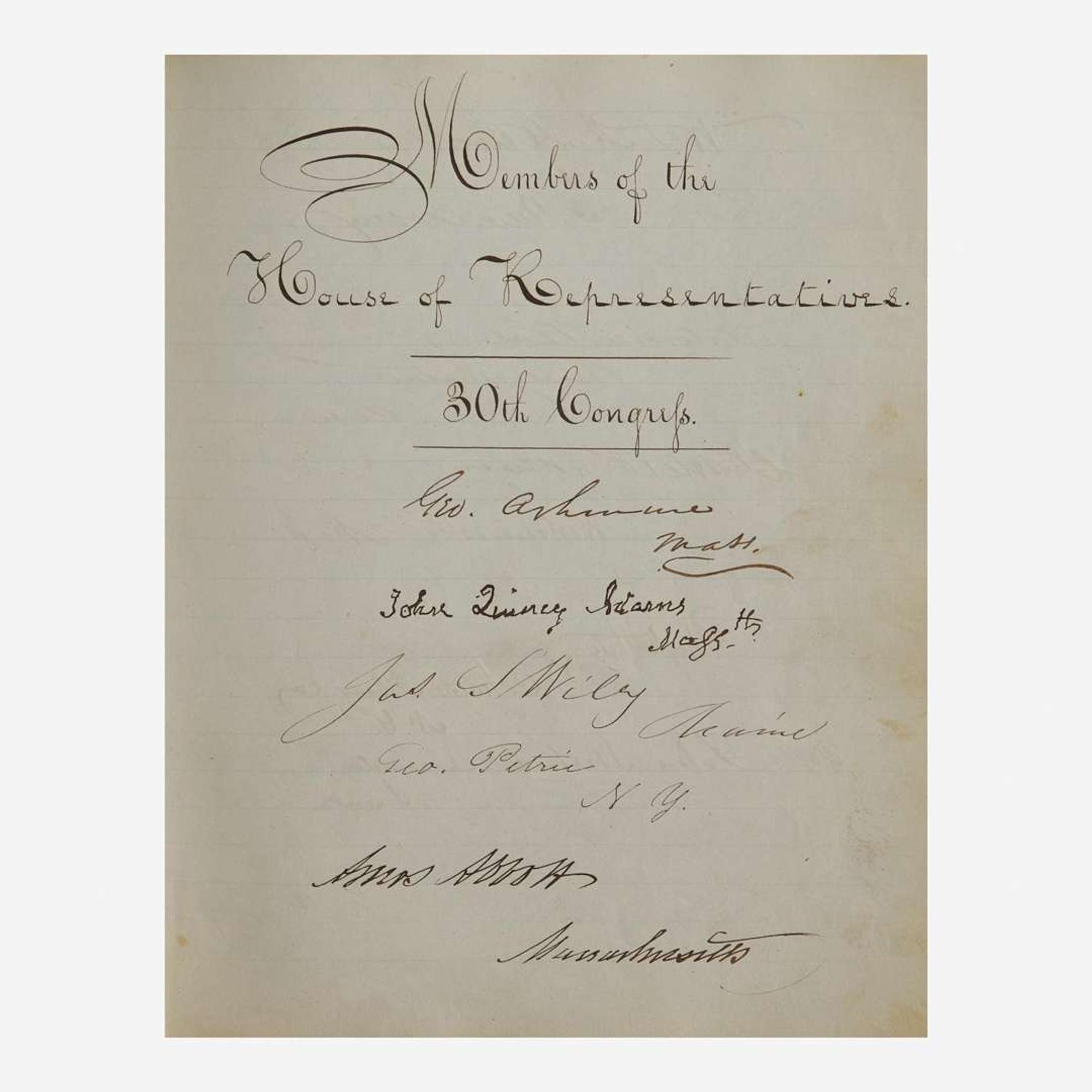 [Presidential] Lincoln, Abraham; James K. Polk; James Buchanan; John Quincy Adams; Andrew Johnson Autograph Album of the Executive and Legislative Branches, Ca. 1847-48