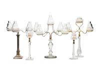 Five Edwardian Cut-Glass "Cricklite" Candelabra