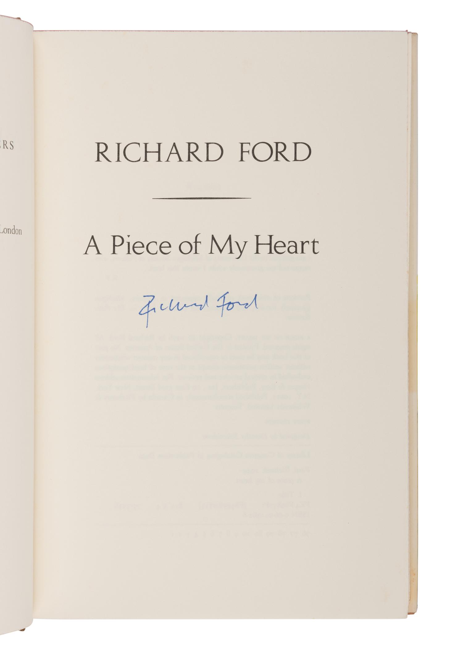 FORD, Richard (b. 1944). A group of 4 FIRST EDITIONS, SOME SIGNED, comprising: