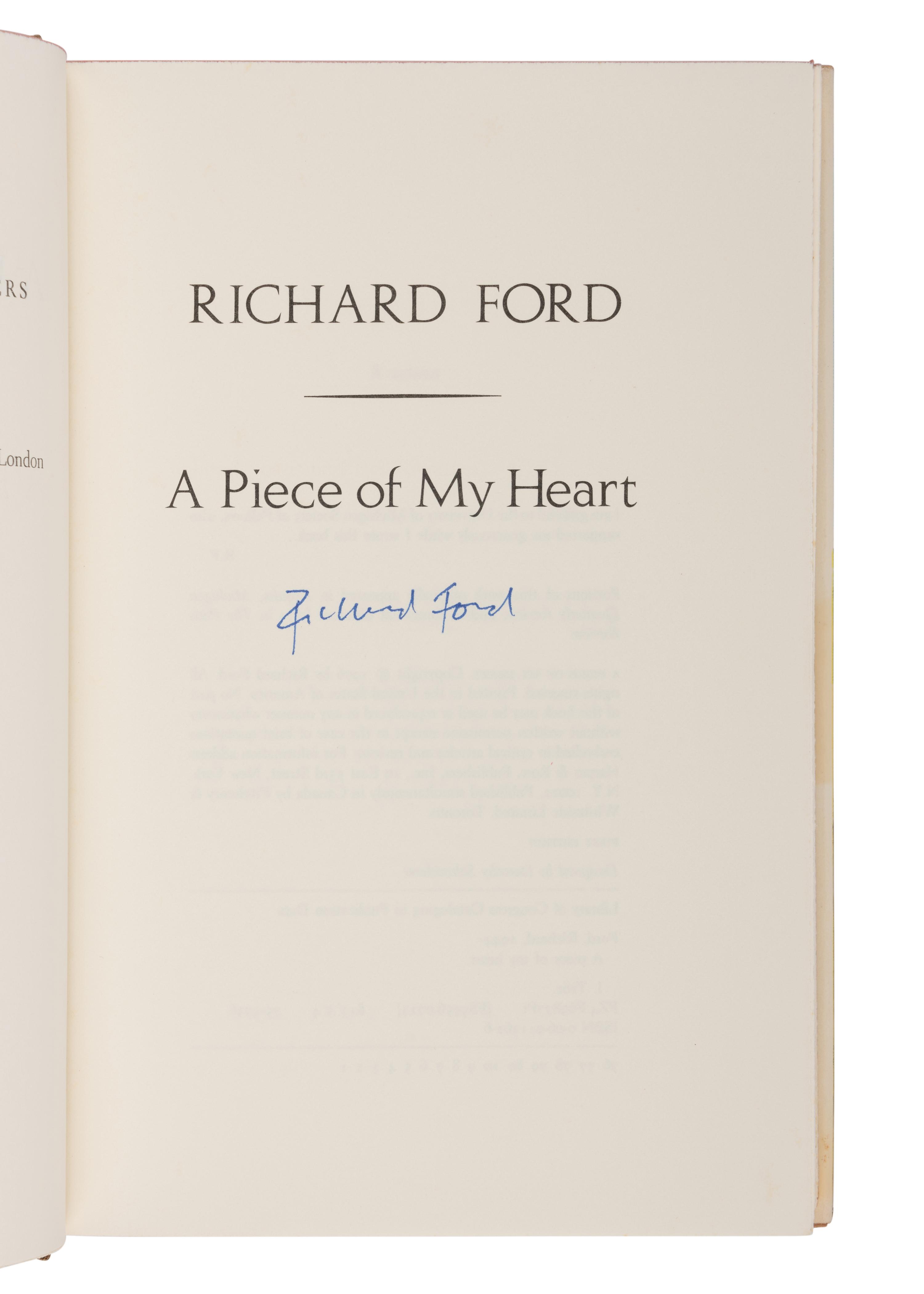 FORD, Richard (b. 1944). A group of 4 FIRST EDITIONS, SOME SIGNED, comprising: