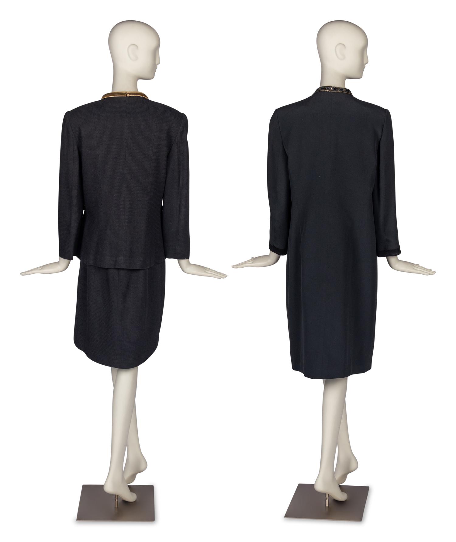 Louis Féraud and Ilie Wacs Two Piece Suits Accompanied by a Collection of Costume Jewelry