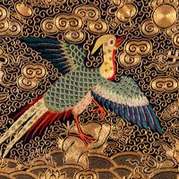 Three Chinese Embroidered Silk 'Pheasant' Civil Official's Rank Badges, Buzi, 19th Century 清中晚期 織綉二品文官錦鷄補子三幅
