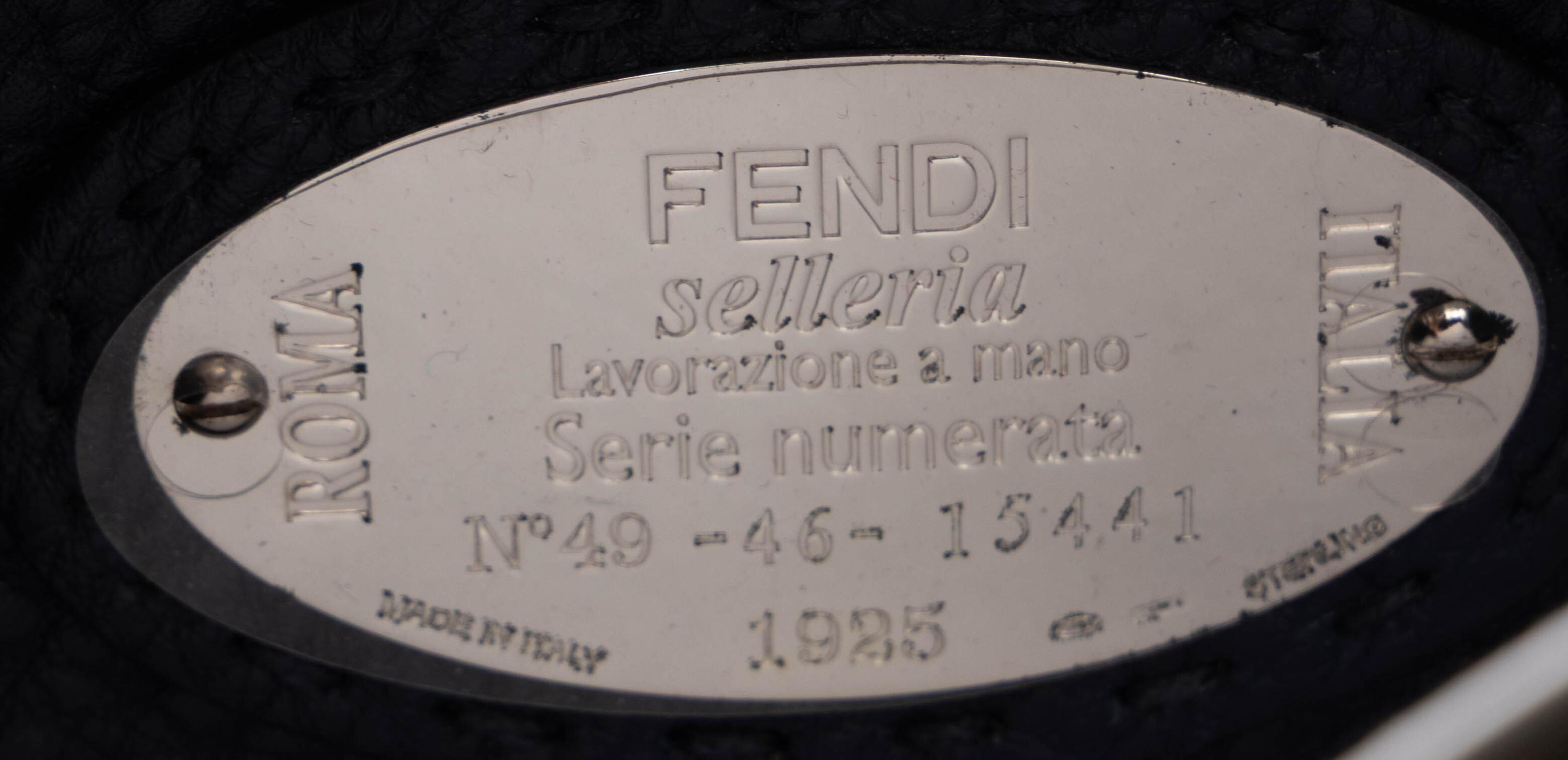 Fendi, Mini Peekaboo Bag in Navy Leather & Python