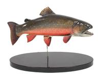 Hand Carved and Painted Wood Fish Sculpture, Ward E. Hermann (American, 1936-2009) Height 13 x width 16 inches (with base)