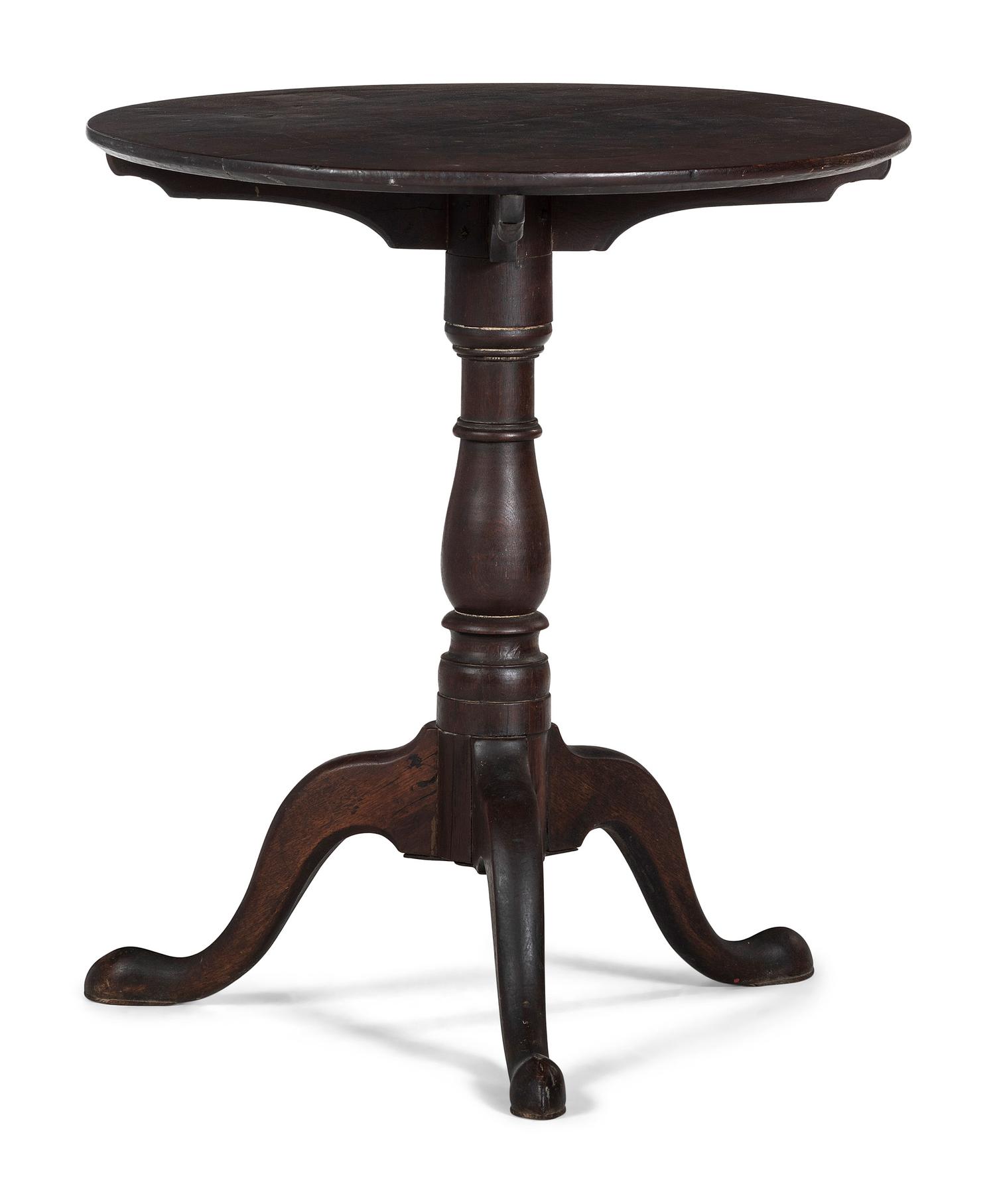 A Chippendale Turned Walnut Pad-Foot Candlestand