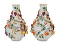 A Pair of Jacob Petit Porcelain Schneeballen Vases