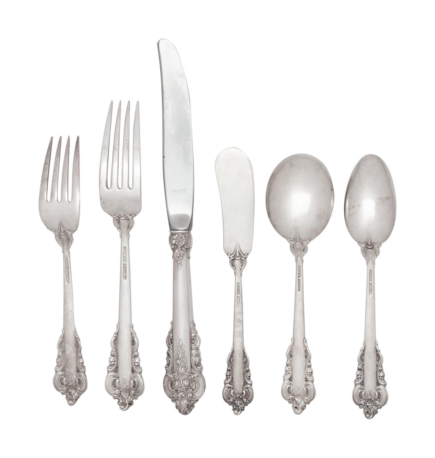 A Wallace Grand Baroque Silver Flatware Service