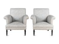 A Pair of Contemporary Custom-Upholstered Armchairs