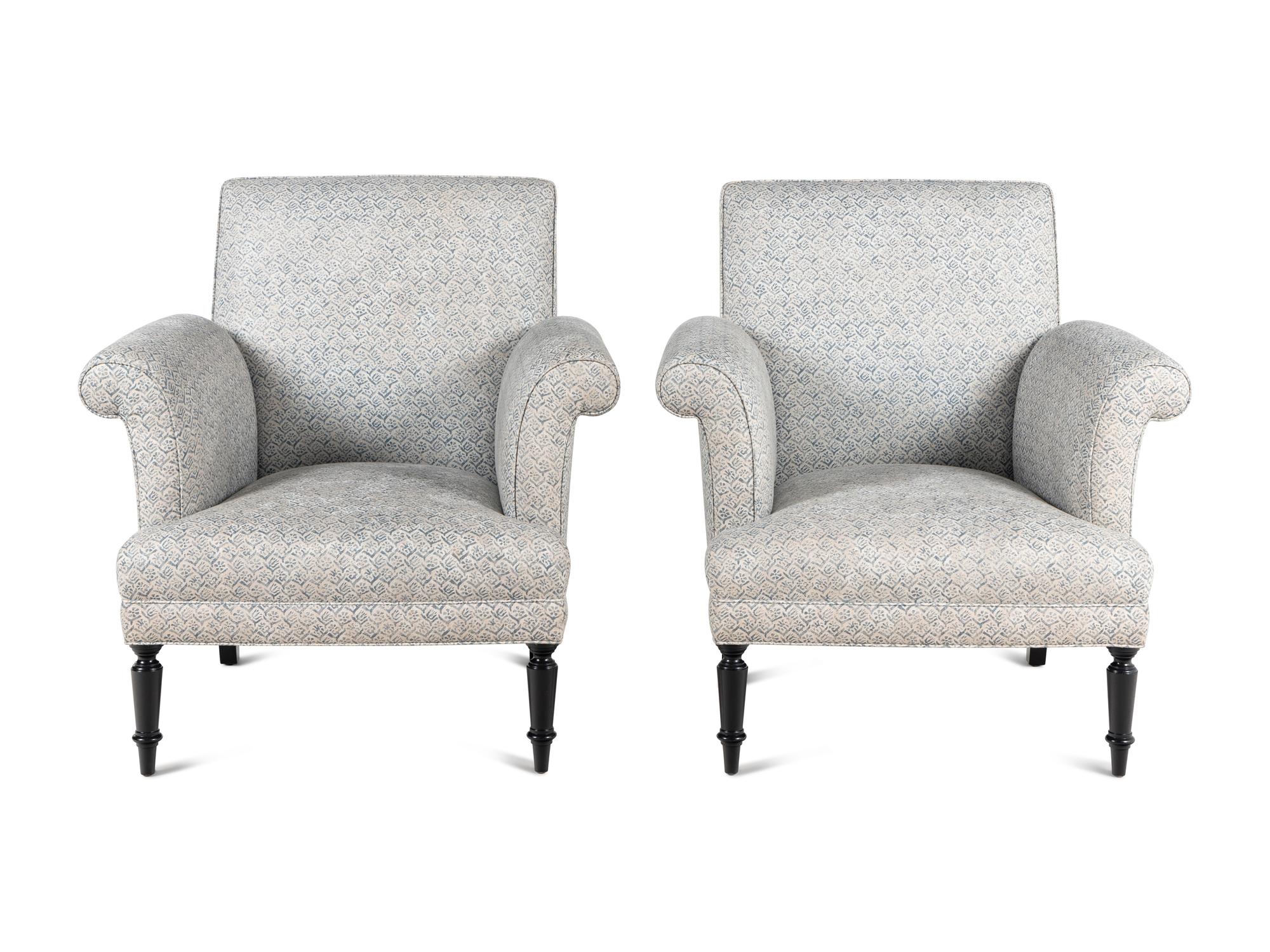 A Pair of Contemporary Custom-Upholstered Armchairs