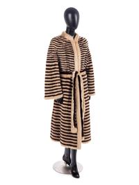 Vintage Striped Mink Coat, 1970-90s