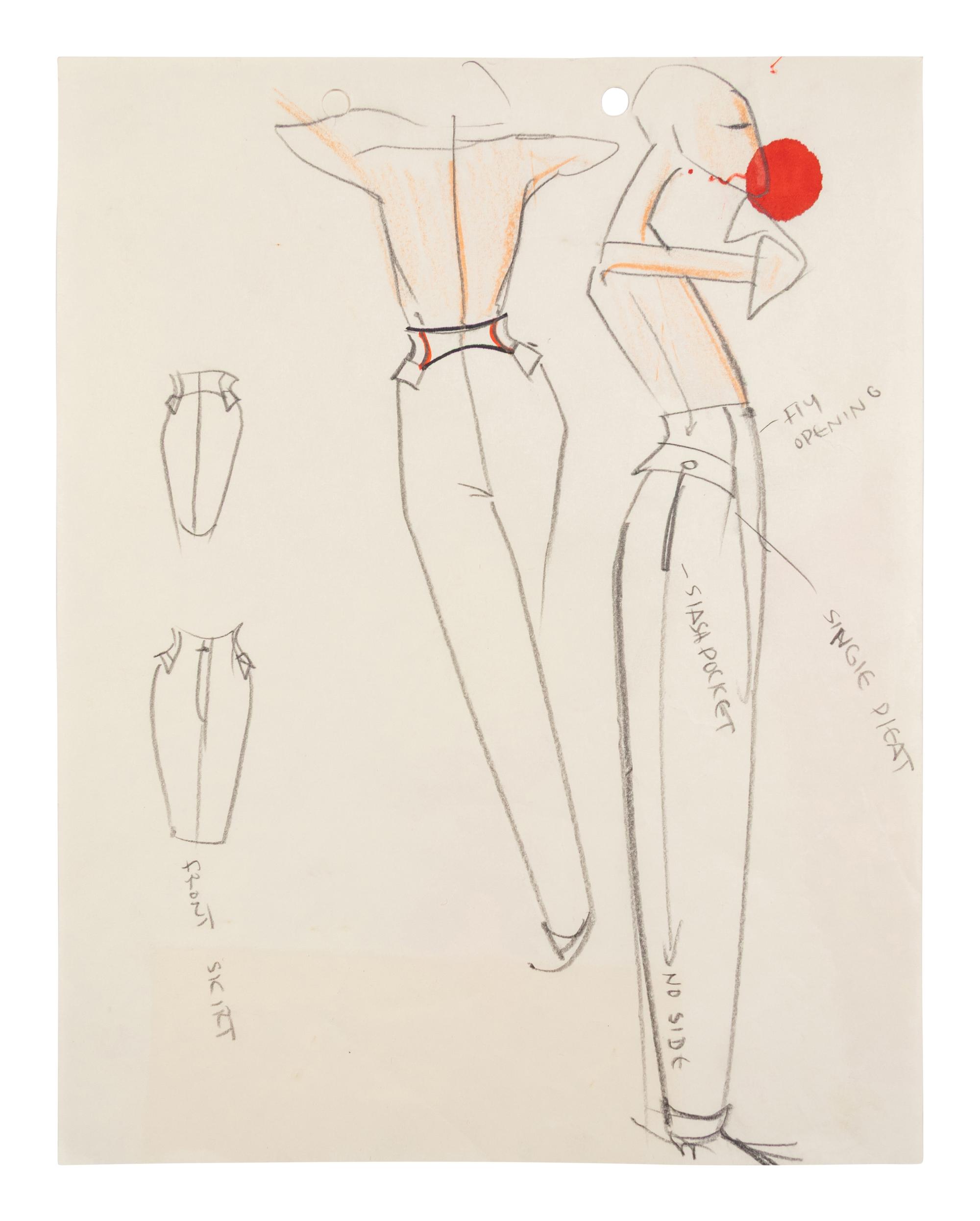 Group of Fifteen Geoffrey Beene Fashion Sketches , by Alfredo Cabrera