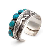 Silver Cuff with Turquoise Cabochons Lot is located and will ship from Denver, Colorado