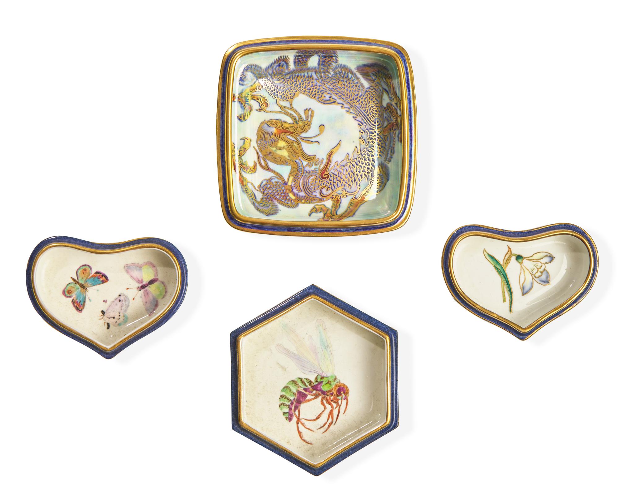 Four Wedgwood Powder Blue Parcel-Gilt Trinket Boxes