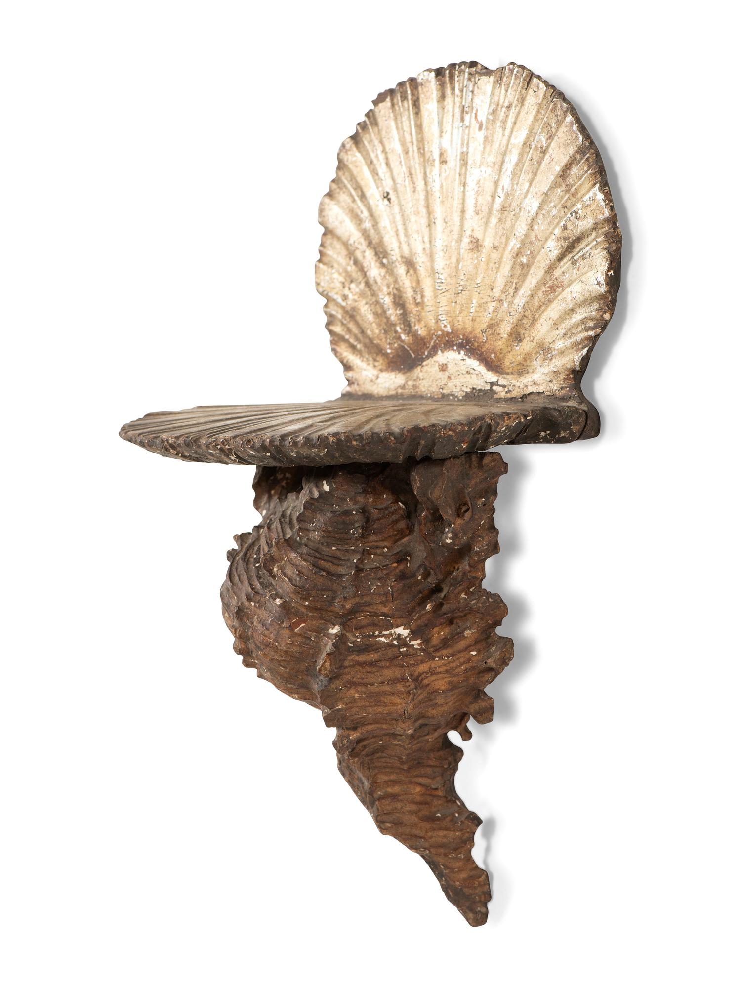 A Venetian Style Carved and Polychrome Decorated Wood Grotto Wall Bracket