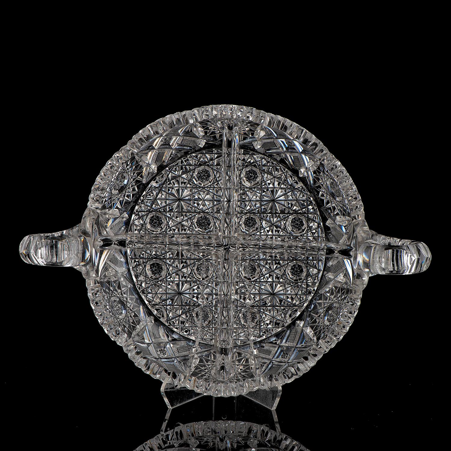 A Brilliant-Period Cut Glass Four-Part Dish with Handles