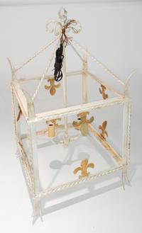 A Painted Metal Two-Light Lantern Height 28 1/2 inches.