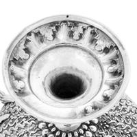 A Victorian Silver Compote with Cobalt Glass Liner