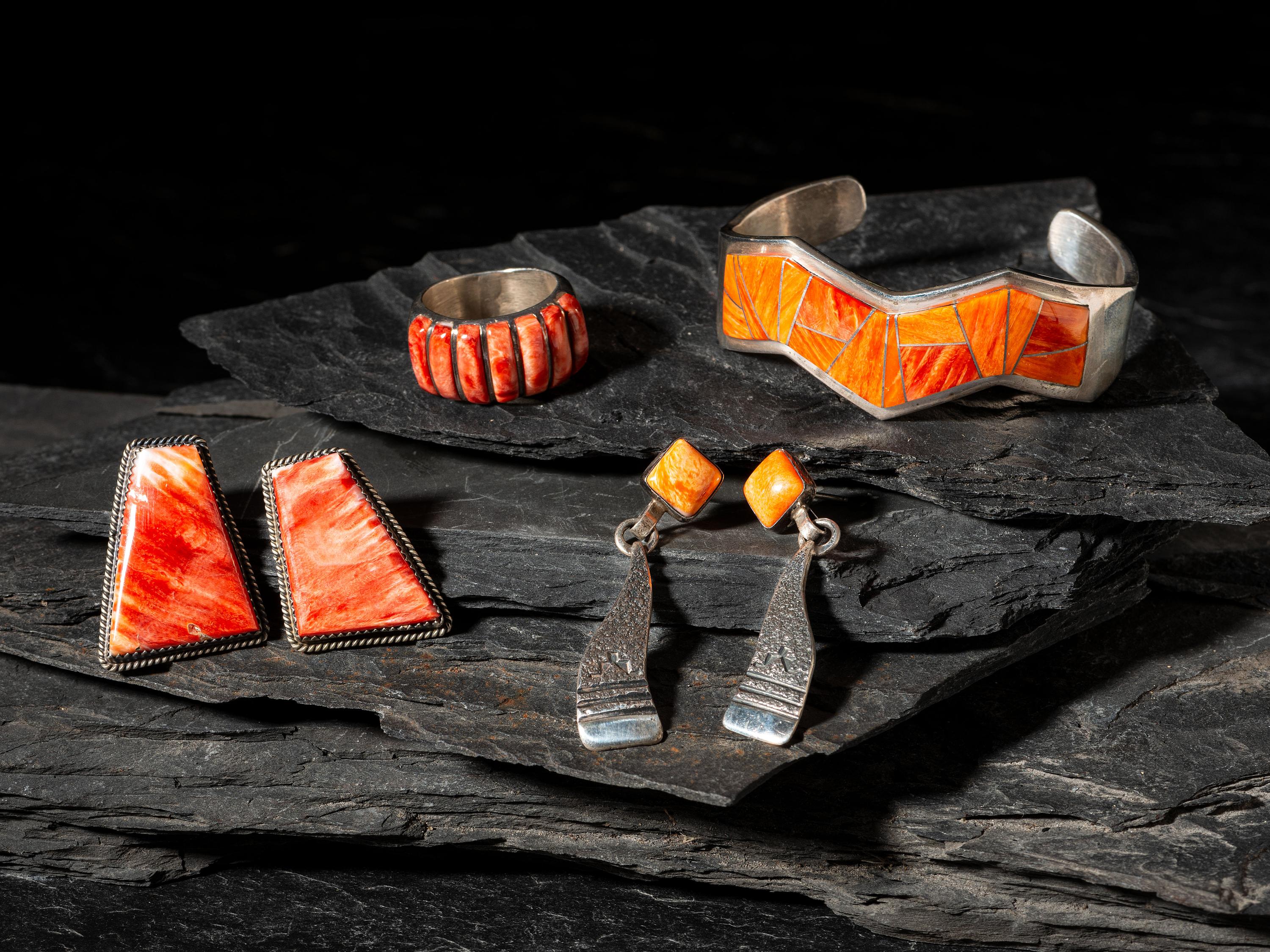 Navajo Sterling Silver and Spiny Oyster Jewelry