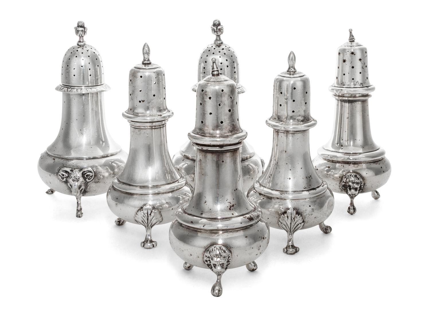 Three Pairs of American Silver Casters, Black, Starr and Frost and Richard M. Woods, 20th Century, the Black, Starr & Frost pair with r