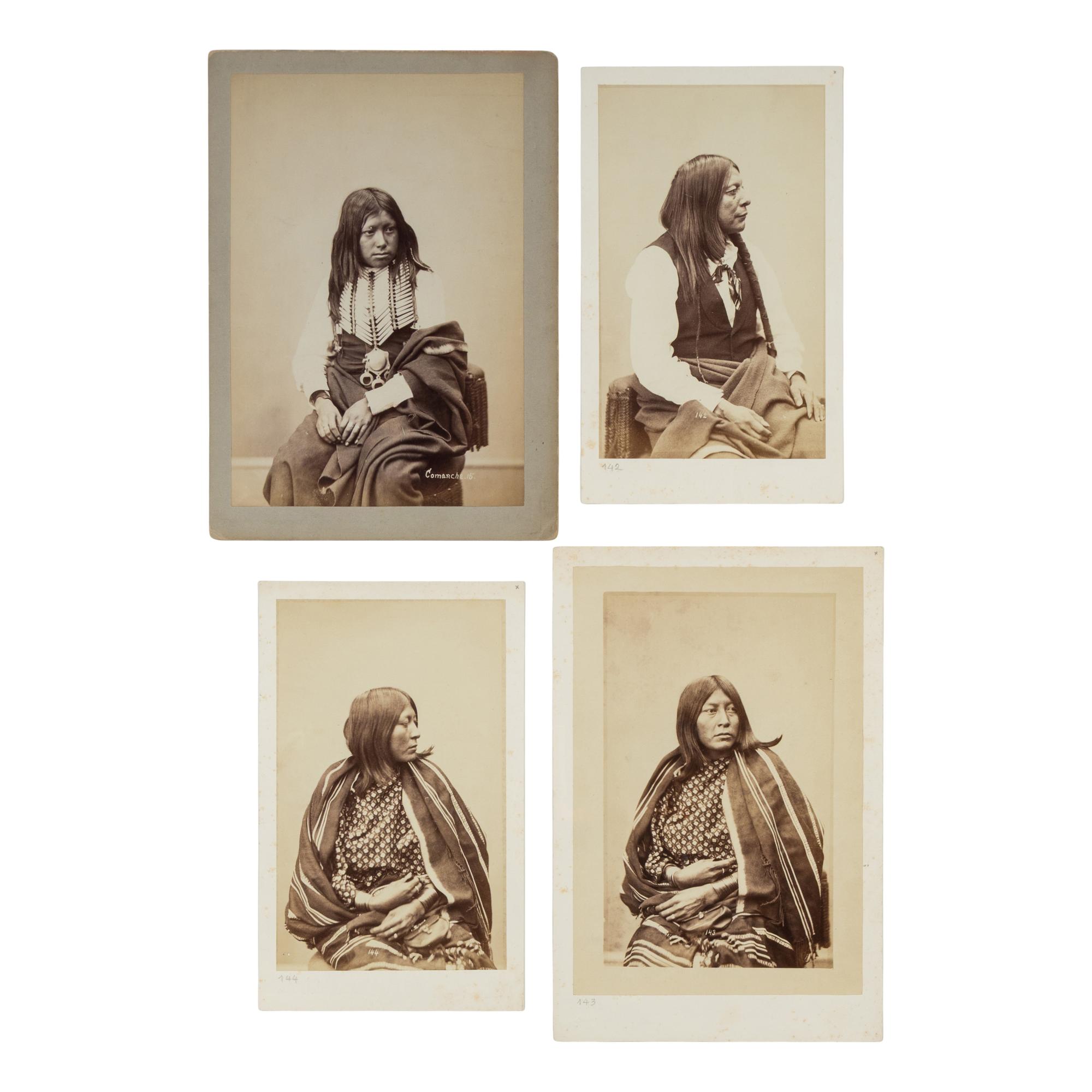 Photographs of Comanche Subjects by Gardner and Jackson, including Chief Cheevers and his wife, and Buffalo Hump