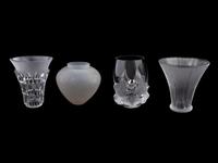Four Lalique Molded Glass Vases — 20TH CENTURY