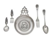 An Assembled Group of Eight Children's Sterling Silver Wares, Gorham Mfg. Co., Providence, RI, and Tiffany & Co., New York, NY, Late 19th / Early 20th Century