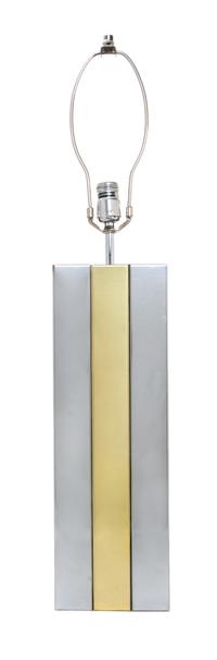 A Chrome and Brass Table Lamp, Robert Sonneman Height 31 inches.