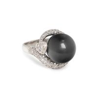 CULTURED TAHITIAN PEARL AND DIAMOND RING
