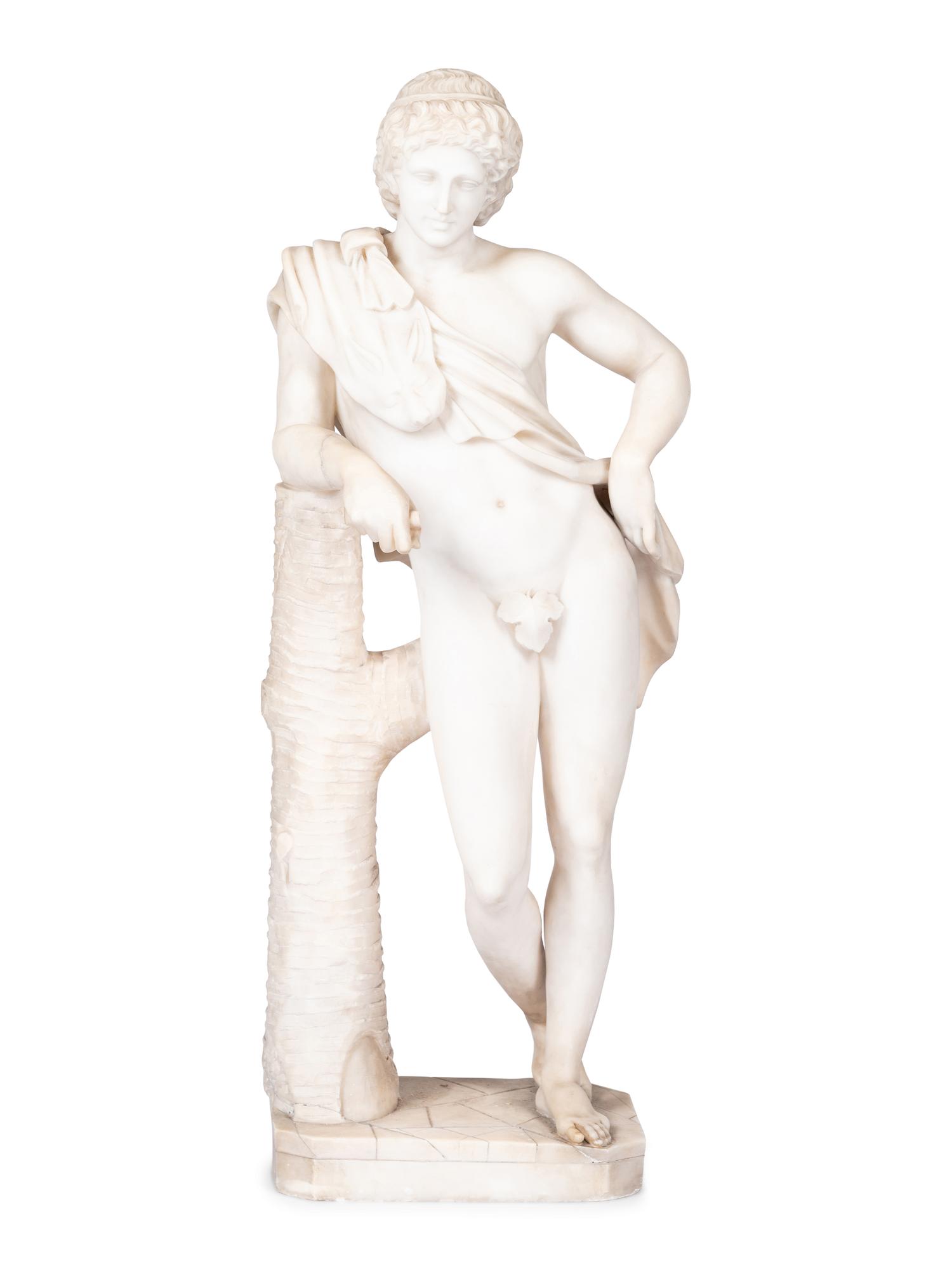 A Continental Marble Figure of the Resting Satyr