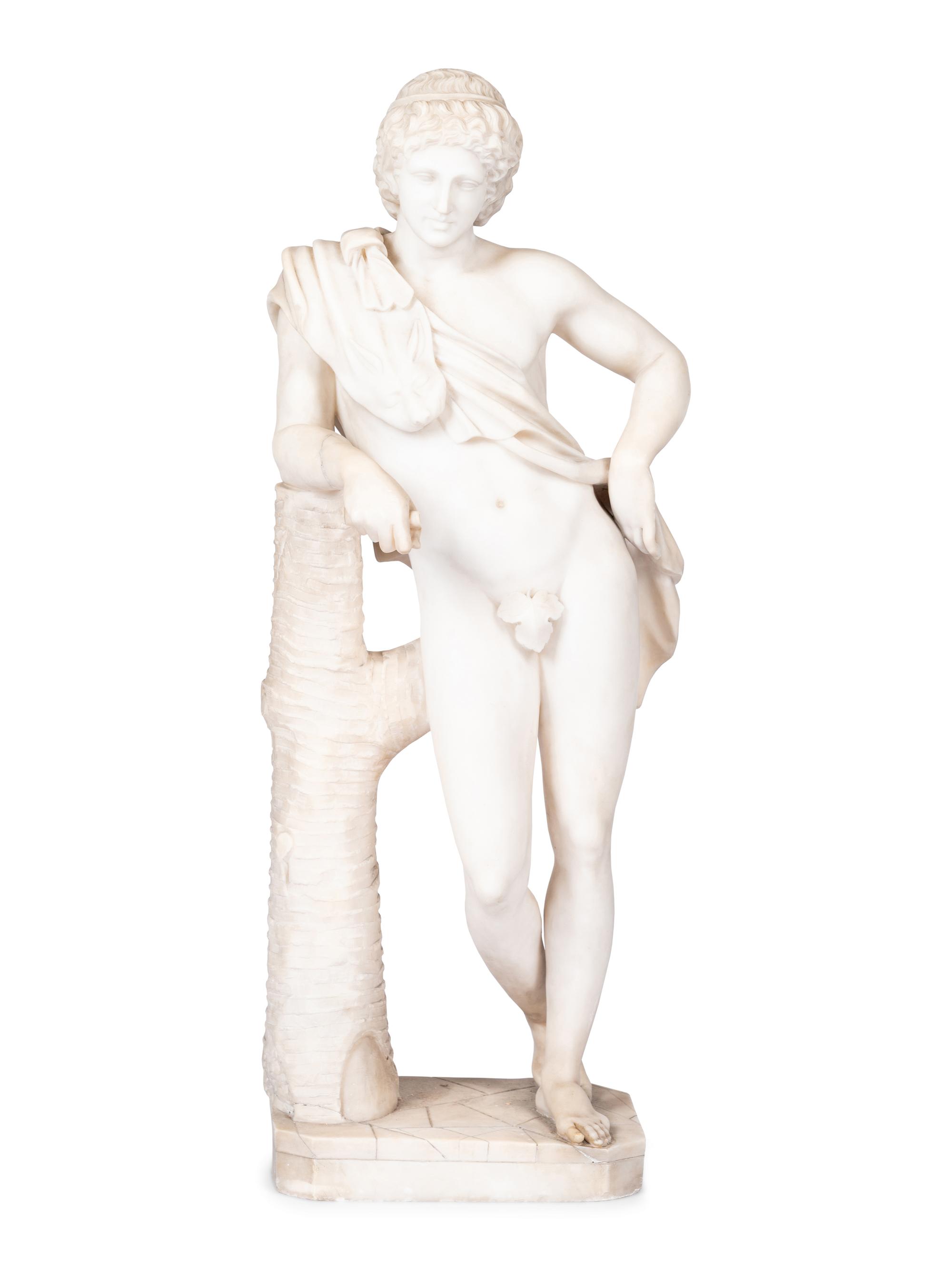 A Continental Marble Figure of the Resting Satyr