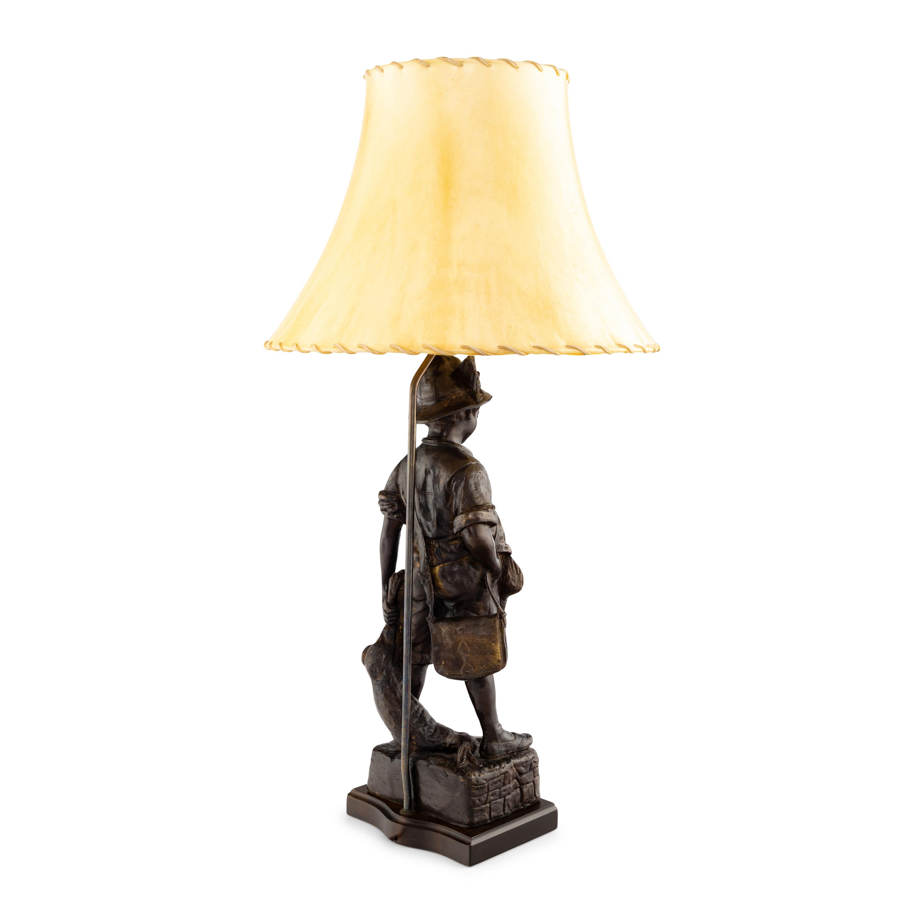 A Continental Bronze Figure Mounted as a Lamp