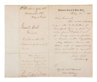 GRANT, Ulysses S. (1822-1885). Autograph letter signed ("U.S. Grant"), as General of the Army of the United States. [Washington, D.C.], 15 February 1868. With initialed autograph endorsement by HANCOCK, Winfield Scott, April 1872.