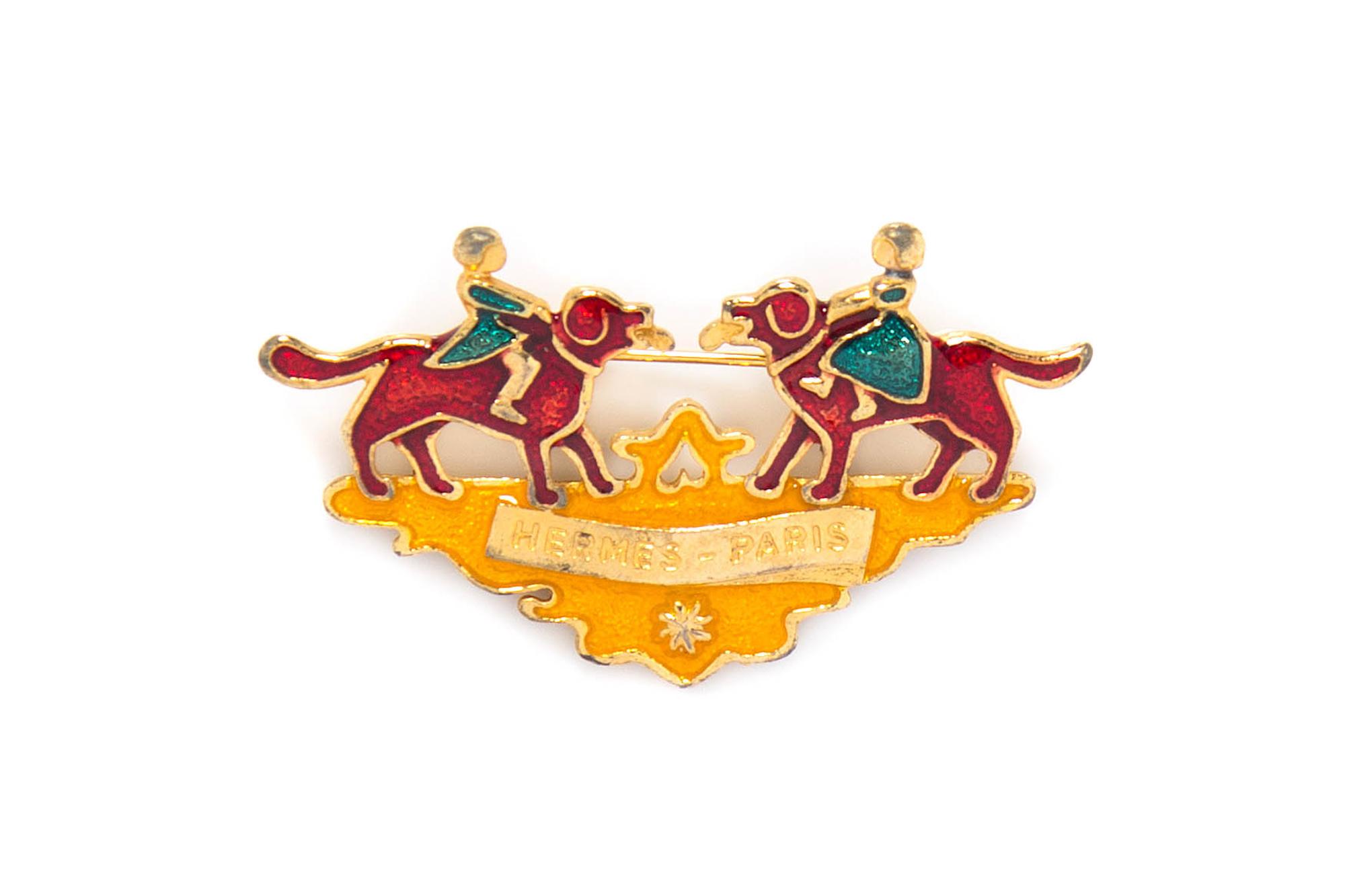 An Hermes Red, Green and Gold Enamel Brooch,