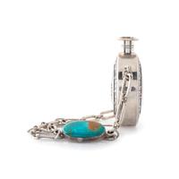 Sterling Silver Overlay Storyteller Canteen, with 14K Gold and Royston Turquoise Accents