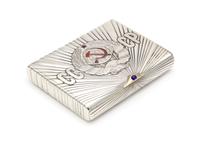 A Soviet-Era Russian Silver and 14-Karat Gold Cigarette Case, Maker's Mark Cyrillic PF, St. Petersburg, Early to Mid-20th Century, the