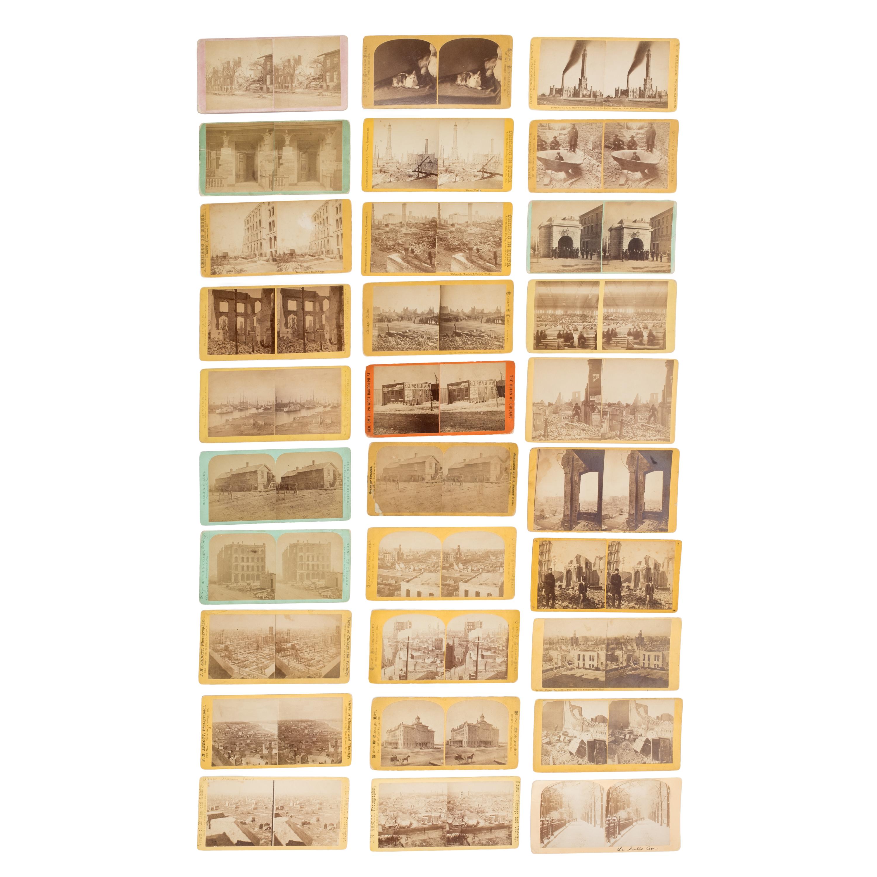 [Chicago Fire]. An extensive collection of approx. 250 stereoviews taken before and after the Great Chicago Fire of 1871.