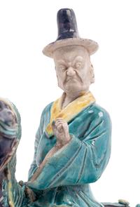 A Chinese Purple, Yellow and Blue Glazed Porcelain Equestrian Figure