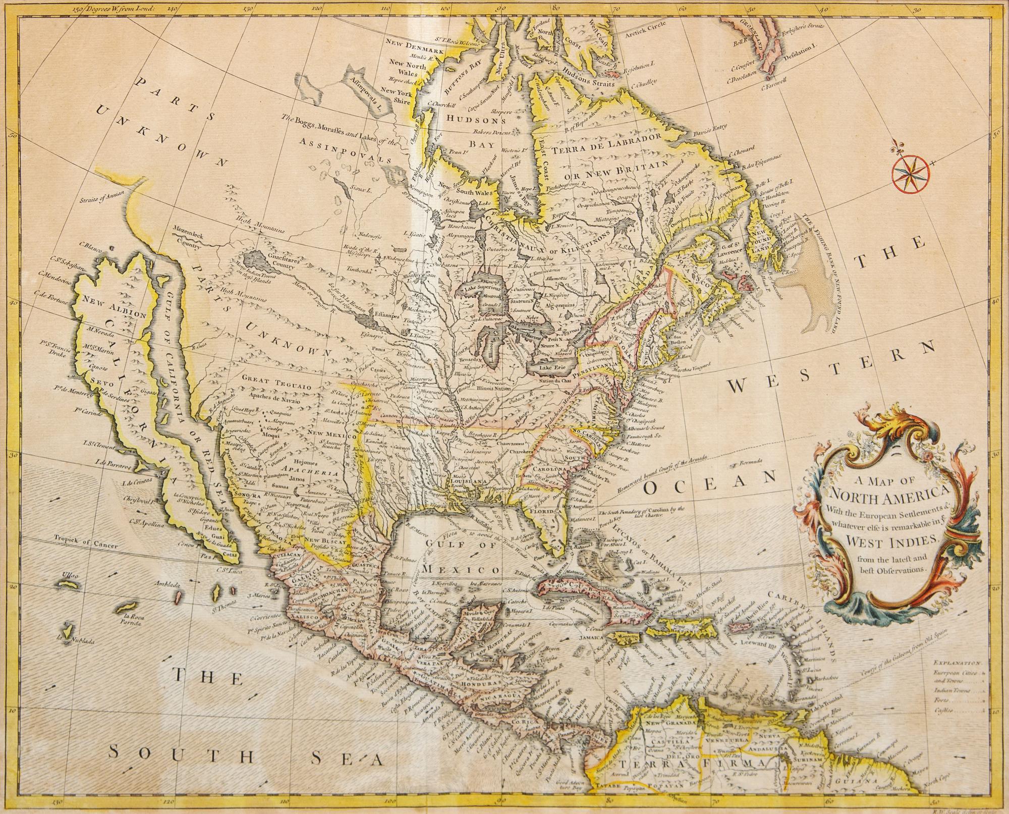 SEALE, Richard William. A Map of North America With the European Settlements & whatever else is remarkable in ye West Indies from the l