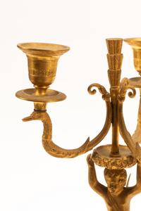 A Pair of Charles X Gilt Bronze Three-Light Candelabra