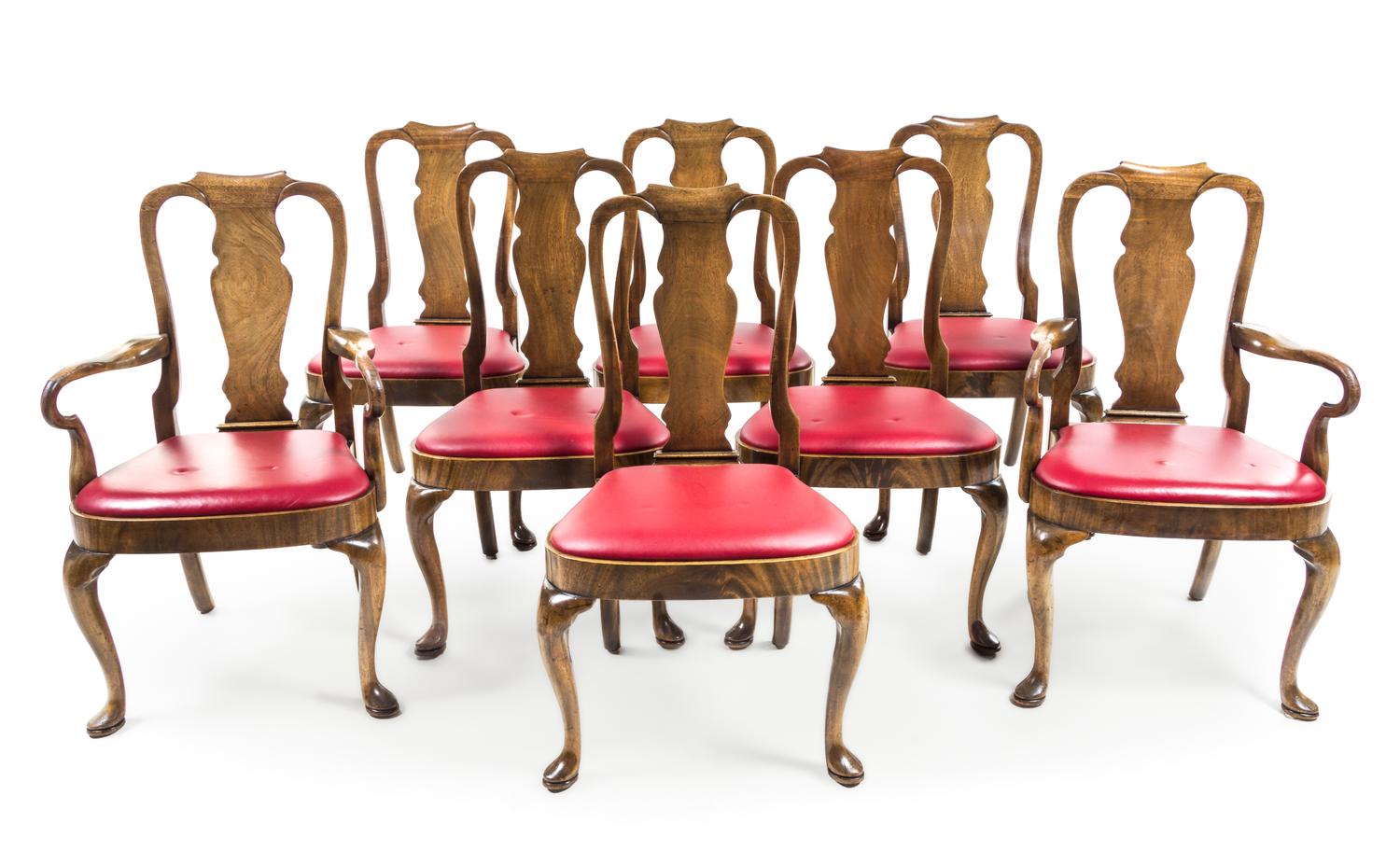 A Set of Eight George II Style Mahogany Dining Chairs — 20TH CENTURY