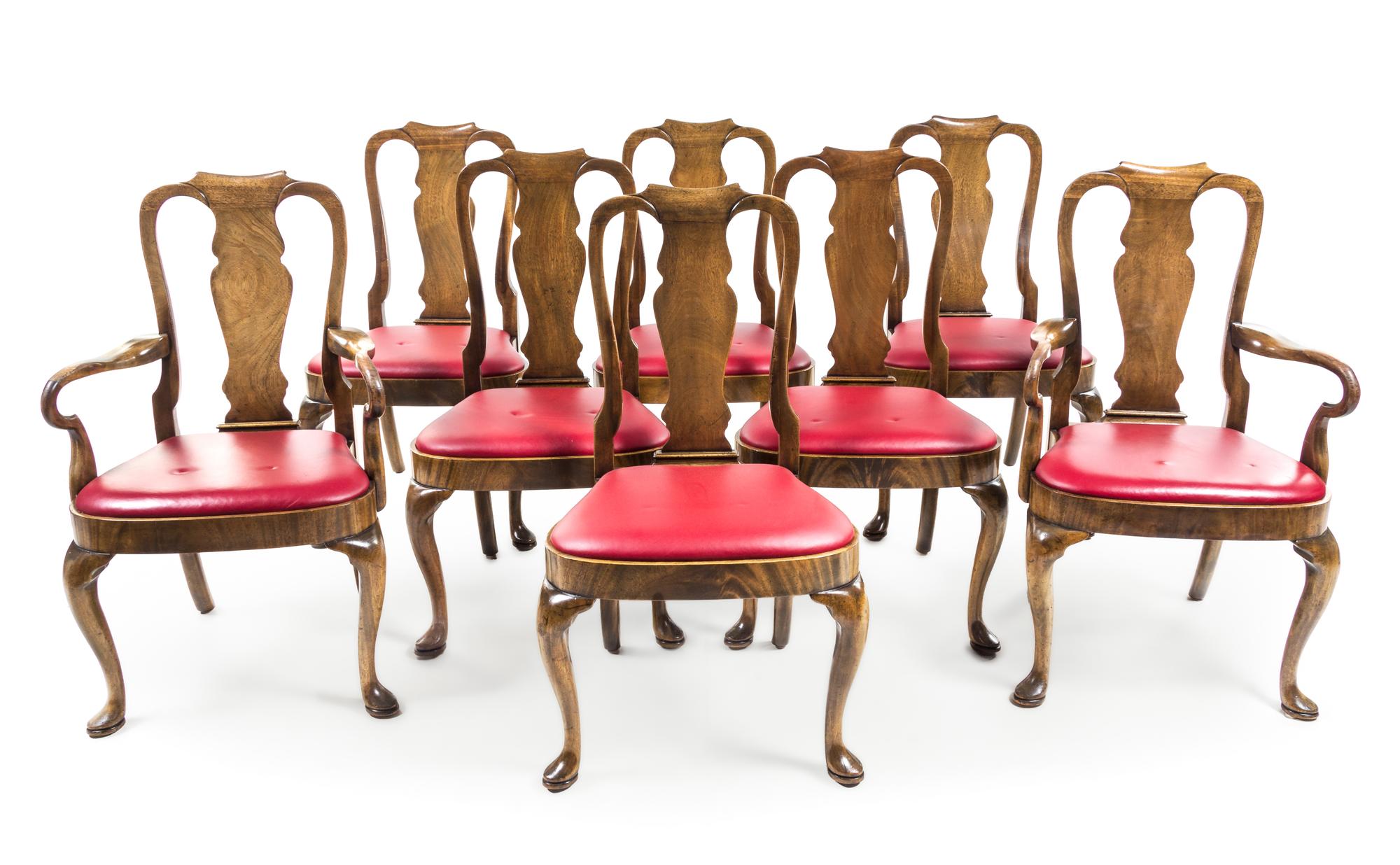 A Set of Eight George II Style Mahogany Dining Chairs — 20TH CENTURY