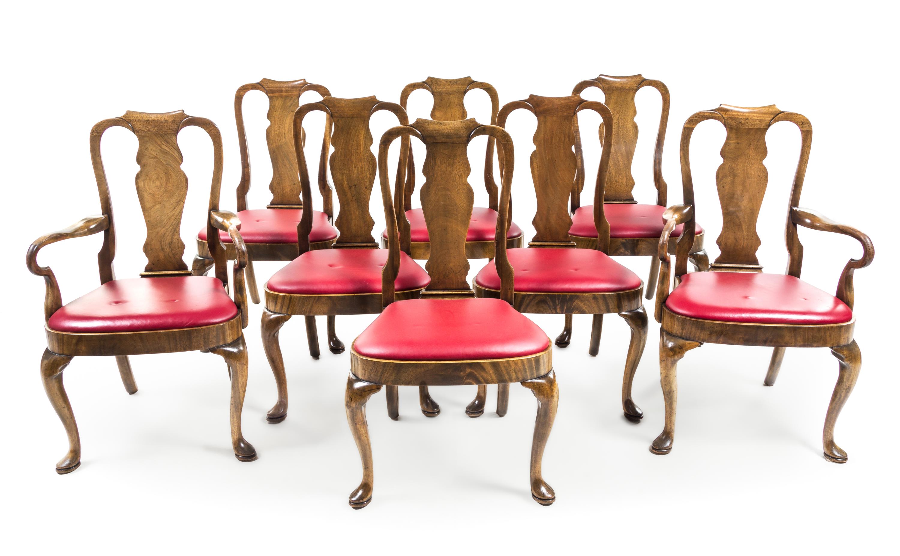 A Set of Eight George II Style Mahogany Dining Chairs — 20TH CENTURY